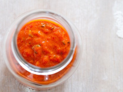 Harissa paste in a jar